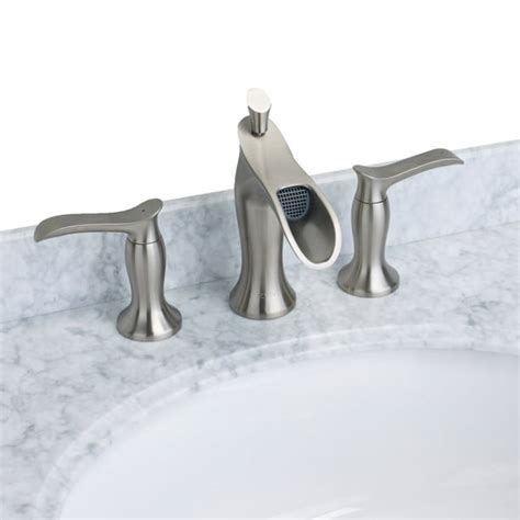 Eviva Swan Luxury Water Fall Widespread Three Hole 2 Handles Bathroom Sink Faucet Brushed
