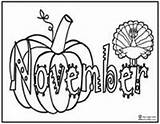 Coloring November Themed Printables Activities Fall Pumpkin Printable Autumn Months Turkey Seasons Getcolorings Games sketch template