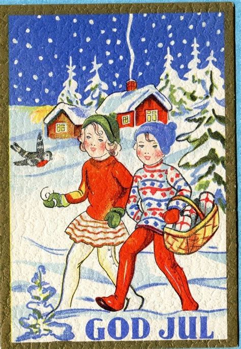 Swedish Postcard Vintage Christmas Cards Norwegian Christmas