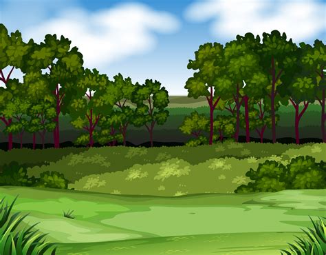 Lush forest and field scene 669231 - Download Free Vectors, Clipart ...