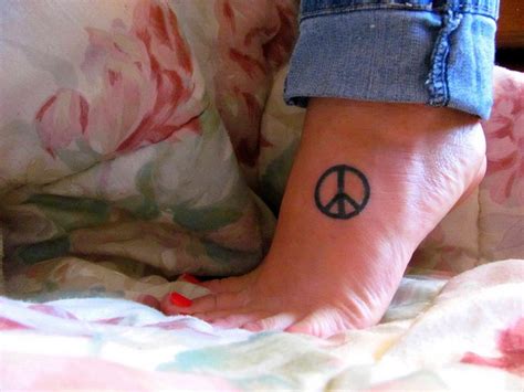 Peace Ink Sign Foot Tattoo Tattooimages Biz