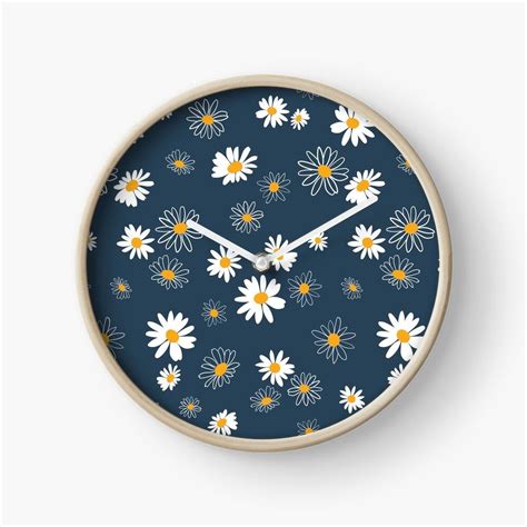 Classic Daisies Clock By Studioposies Clock Modern Prints Clock