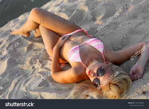 Sexy Model Swimwear On Sand Beach Shutterstock