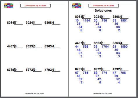 Divisiones De Dos Cifras Resueltas Mis Cosas De Maestra Fichas De Divisiones Por Dos Cifras