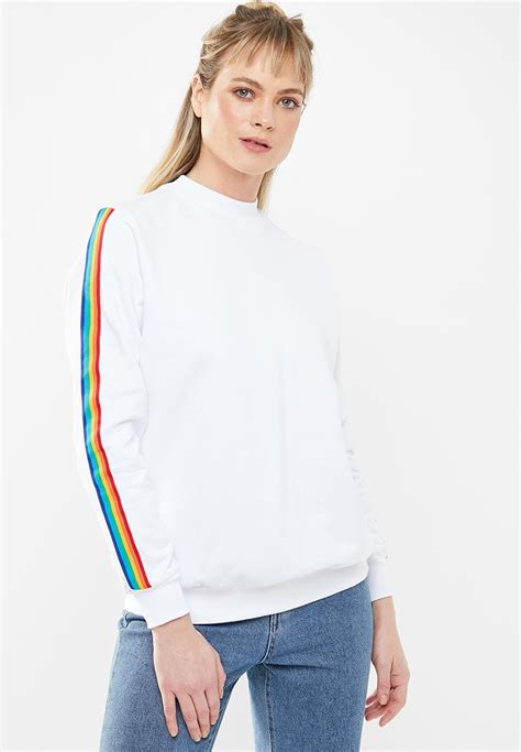 Rainbow Stripe Sweater White Cinch Hoodies And Sweats