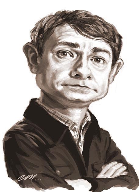A Caricature Sketch Of Actor Martin Freeman From The Original Uk