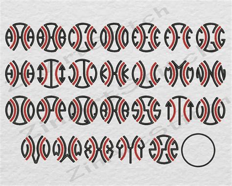 Baseball Monogram Font Machine Embroidery Designs Instant Etsy