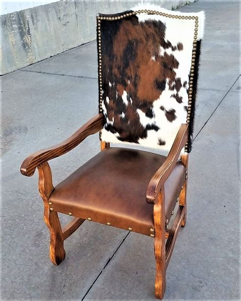 Tri Color Cowhide Leather Dining Chair Your Western Decor Cowhide Decor