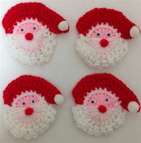 Crochet Christmas Santa Claus Lapel Pins Set Of 4 Option For Etsy