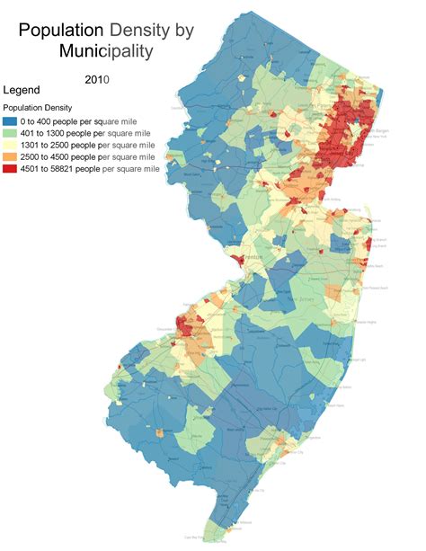 2010 Population Density By Municipality Newjersey
