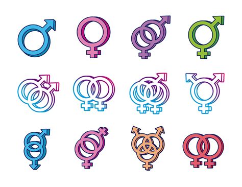 Vecteur Stock Gender Symbols Icon Set Male Female And Transgender The