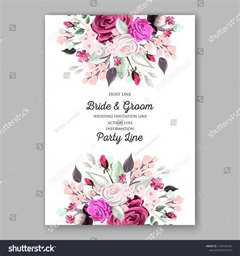 Pink Magenta White Rose Wedding Invitation Stock Vector Royalty Free