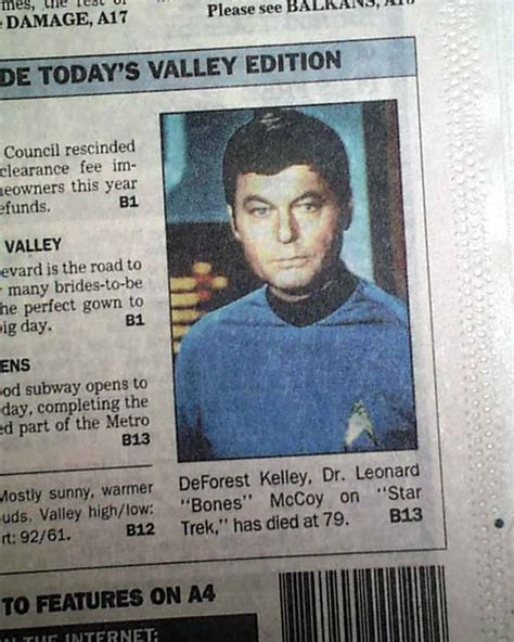 Death Of Star Trek Actor Deforest Kelley