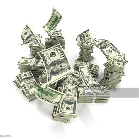 Hundreds Falling Onto Money Stack High Res Stock Photo Getty Images