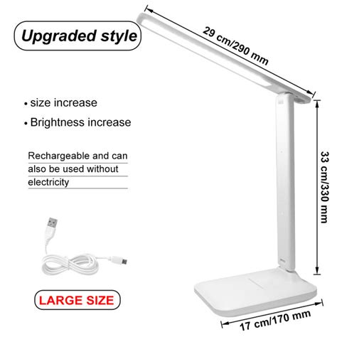 Led Desk Lamp 3 Color Stepless Dimmable Touch Foldable Table Lamp