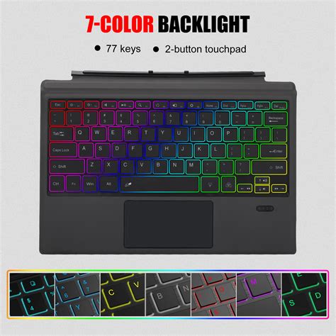 Rgb Backlit Wireless Cover Magnetic Keyboard For Microsoft Surface Pro