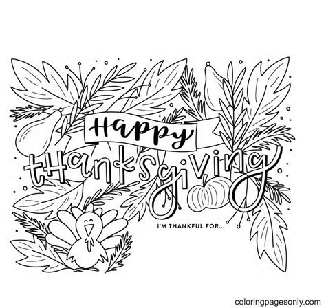 Free Thanksgiving Coloring Pages - I Am Thankful For Coloring Pages
