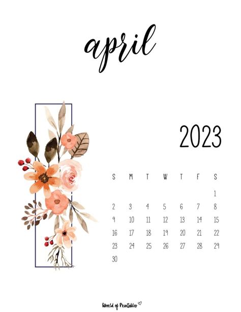 April 2023 Calendars 100 Stylish Printables World Of Printables