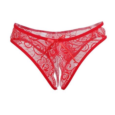 Jual 4xwomens Sexy Floral Lace Thong Underwear Crotchless Panties