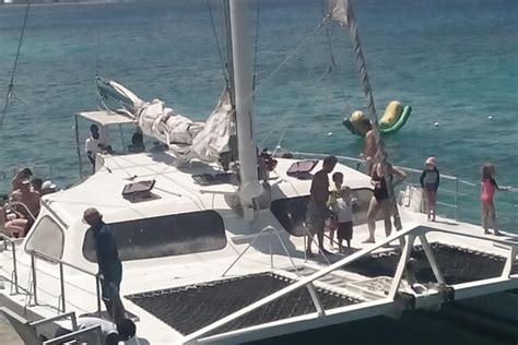 private catamaran sail snorkel private group boat tour falmouth jamaica