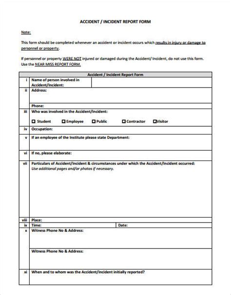 Free 41 Sample Incident Report Forms In Pdf Pages Excel Ms Word