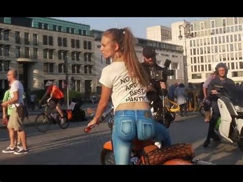 Girl In Body Painted Jeans Walks Across Streets Youtube