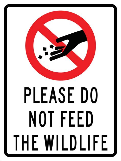 Please Do Not Feed The Wildlife Symbol Sign New Signs