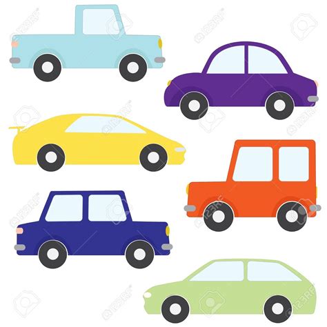 Vector Set Of Cartoon Cars Isolated On White Royalty Free Cliparts