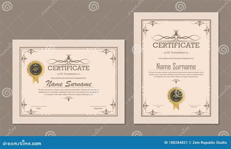 Certificate Of Appreciation Template With Vintage Gold Border Vector