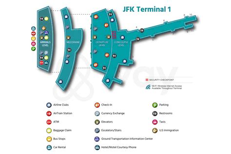 Jfk Terminal 1 Terminal 1 Jfk Map Stores Restaurants