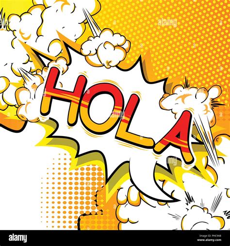 Hola Hola En Español Vector Estilo Cómic Ilustrado Frase Imagen