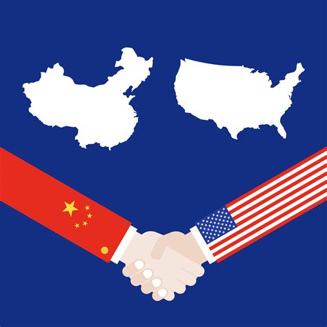 United States Map And China Map With Shaking Hands Vector 647585 Vector