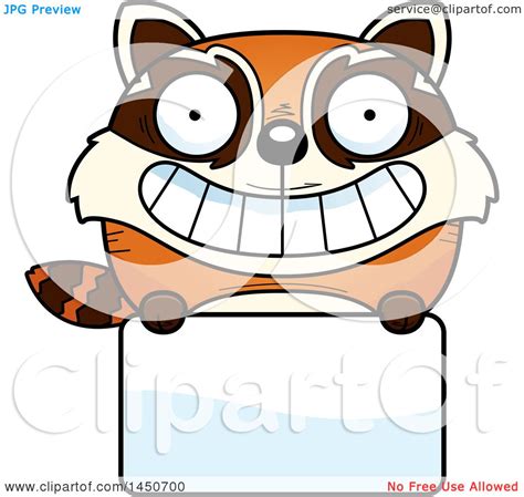 Clipart Graphic Of A Cartoon Red Panda Character Mascot Over A Blank