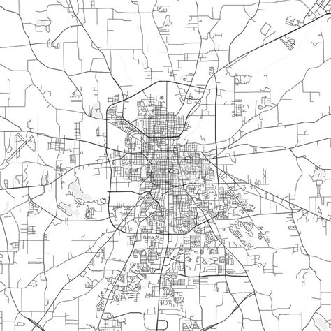 Tyler Downtown And Surroundings Map In Light Shaded Version With Many