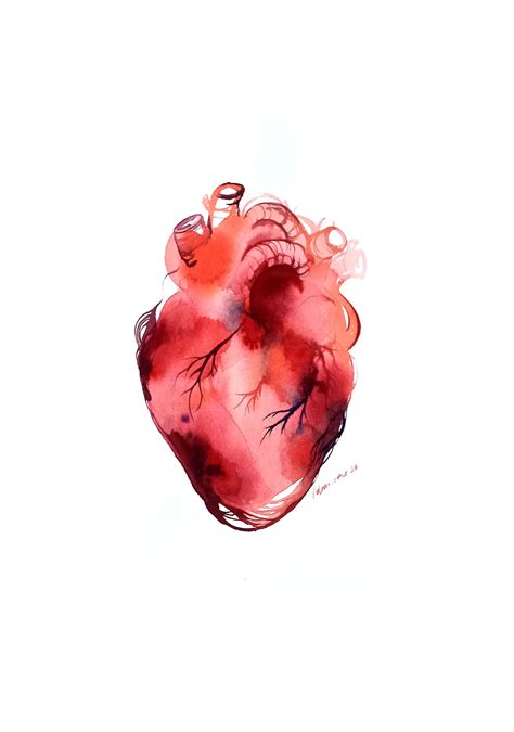 Human Heart Art Original Watercolor Painting Unique Personalizable