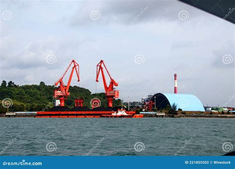 Large Cargo Barge Is On The Beach Editorial Photography Image Of