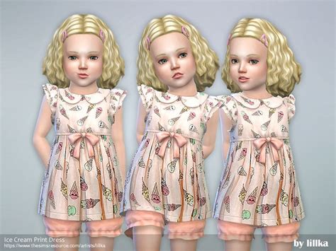 Ice Cream Print Dress Found In Tsr Category Sims 4 Toddler Female