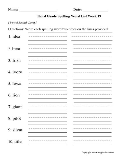 The vocabulary words in these lists will appear in the spelling tests of spellquiz. Spelling Worksheets | Third Grade Spelling Words Worksheets