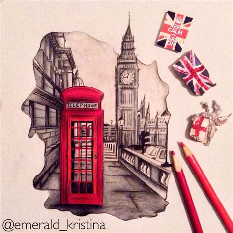 London England Colour Pencil Drawing On Toned Tan Paper 🖍 Art