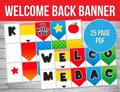 Back To School Printable Banner Welcome Back To School Etsy