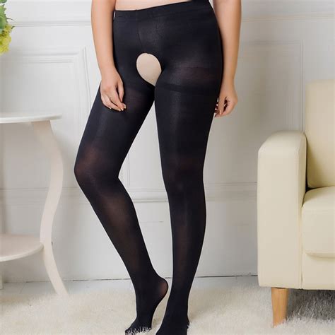 40 100kg Sexy Women Autumn Winter Tights Open Crotch Crotchless Sheer
