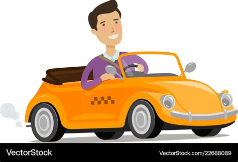 Man Driving A Car Taxi Service Concept Cartoon Vector Image