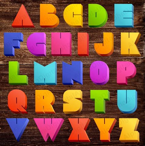 26 Rainbow 3d Alphabet Rainbow Font Colorful Letters Etsy 3d
