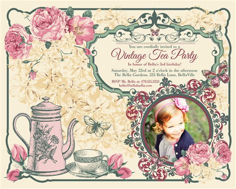 An Old Fashioned Tea Party With Pink Roses And Butterflies On Its