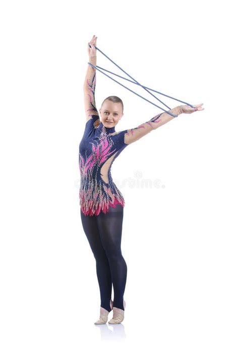 Beautiful Artistic Female Gymnast Working Out Performing Gymnastics