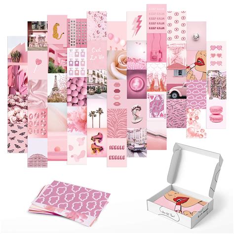 buy haus and hues pink aesthetic wall collage kit set of 50 aesthetic pictures for wall