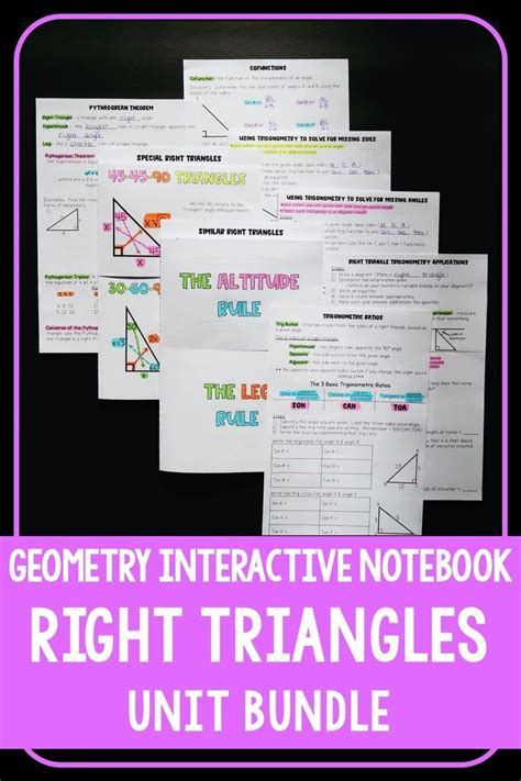 Right Triangles Interactive Notebook Unit Bundle Geometry High School