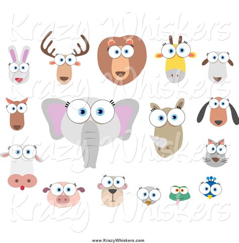 Critter Clipart Of Big Eyed Animal Faces By Qiun 1118