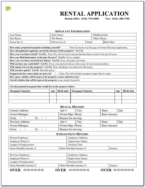 Free Printable Rental Application Form Free Printable