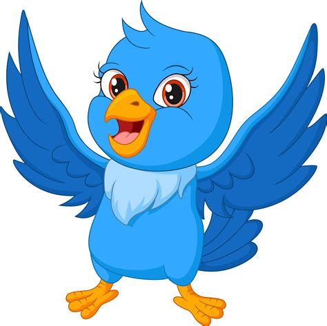 Cute Blue Bird Cartoon On White Background 5112764 Vector Art At Vecteezy